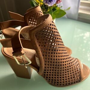 Call It Spring Brown Block Heel Peep-Toe Heels